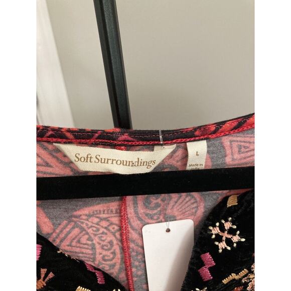 NWT Soft Surroundings Women's Size Large Tunic Suzi Embroidered Velvet Flowy Top - Picture 5 of 11